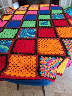 Colorful Crochet Granny Square Blanket